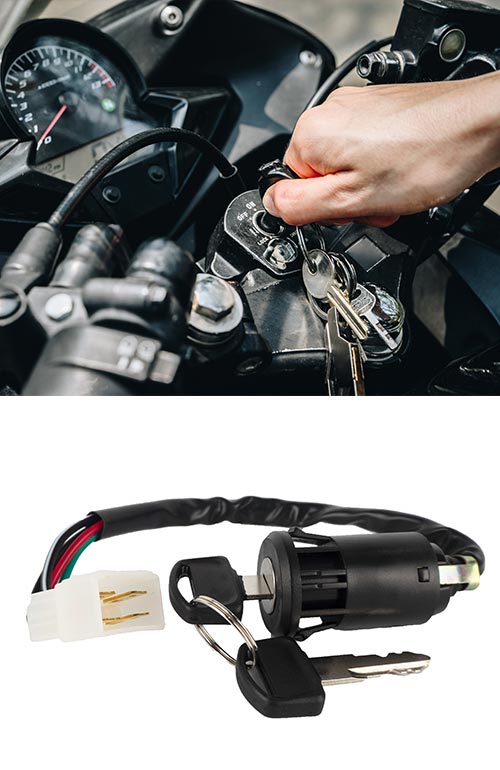 We cut keys for most makes and models of motorcycles (top) and we can also repair and replace faulty ignitions (bottom)